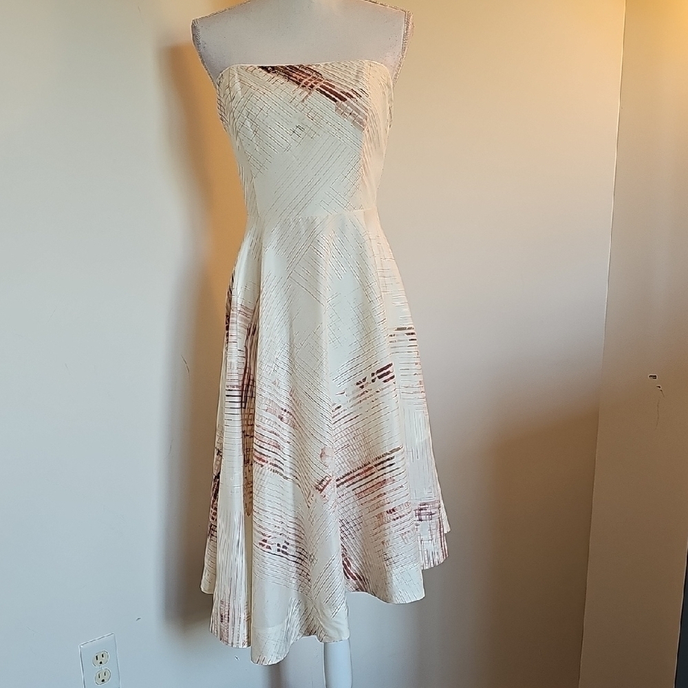 White House Black Market Strapless Cream and Pale Blush Dress